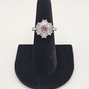 BP OG Ring RG31018 "The Victorian Ring" Rose Quartz CZ On Rhodium Plating Size 6